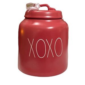 Rae Dunn XOXO Red Ceramic Canister with Lid
